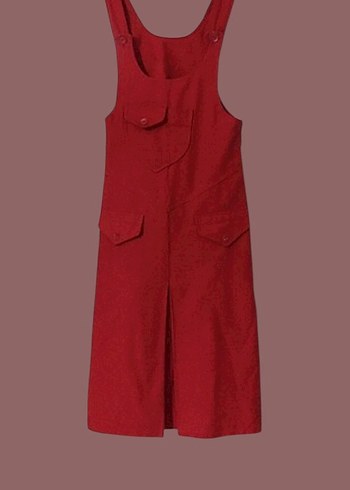 Kırmızı Düğmeli Pamuklu Tulum - Görsel 2