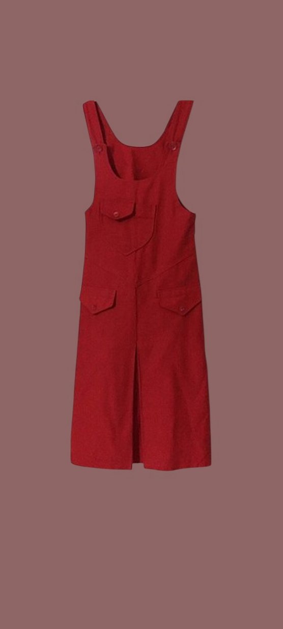 Kırmızı Düğmeli Pamuklu Tulum - Görsel 2