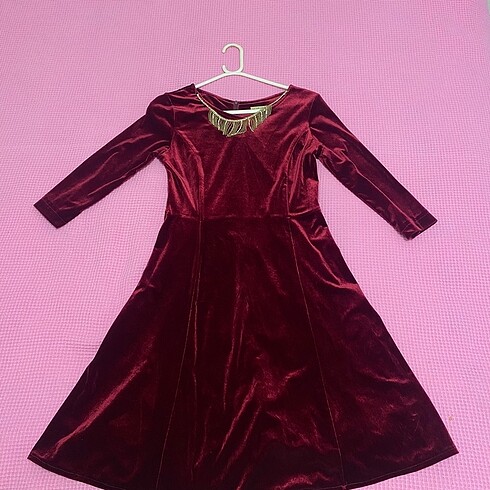 BORDO KIRMIZISI KADİFE ABİYE