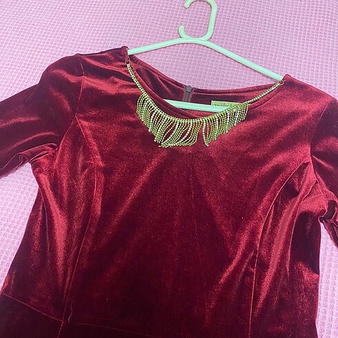 Mango BORDO KIRMIZISI KADİFE ABİYE
