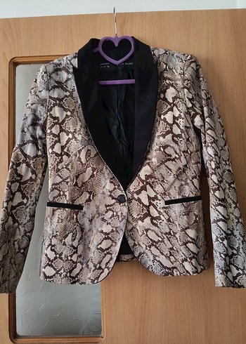 Zara Sik Bej Kahverengi Yilan Desenli Blazer Ceket