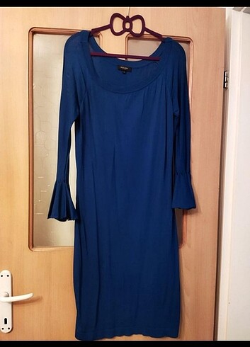 Mavi yabancı marka merserize elbise 