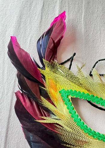 Renkli Tüy Detaylı Kadın Maskesi - Görsel 8