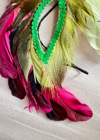 Renkli Tüy Detaylı Kadın Maskesi - Görsel 7