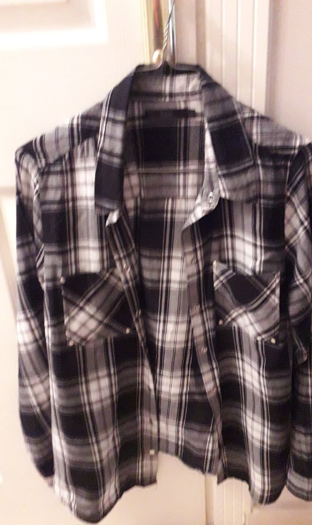 siyah gri beyaz kareli keten gömlek - Görsel 2