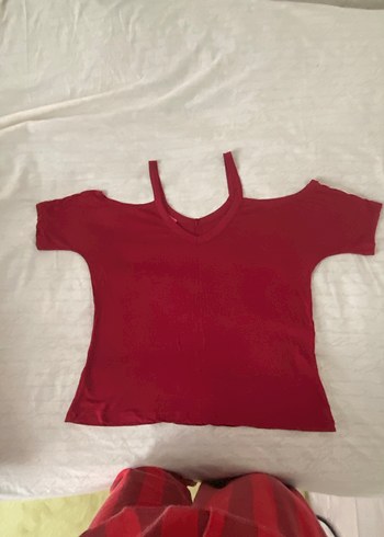 Bordo V Yaka Kolsuz Salaş Bluz - Görsel 3