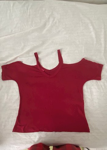 Bordo V Yaka Kolsuz Salaş Bluz - Görsel 2