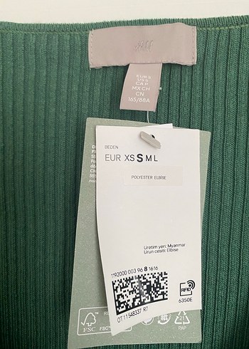 H&M Uzun Kollu Yeşil Triko Midi Elbise - Görsel 6