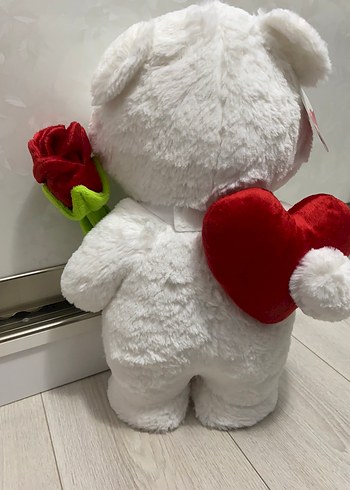 Pembe Kravatlı Beyaz Peluş Ayı Oyuncak - Görsel 3