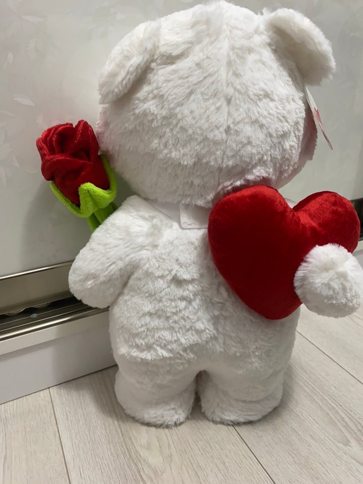 Pembe Kravatlı Beyaz Peluş Ayı Oyuncak - Görsel 3