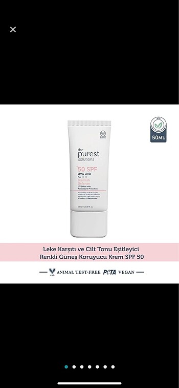 The purest solitions güneş kremi 50+spf