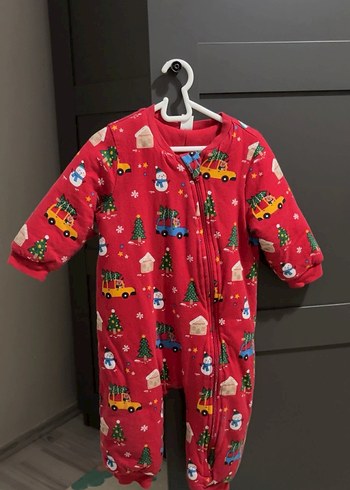 Kız Bebek Desenli Kırmızı Triko Tulum - Görsel 2