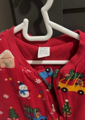 Kız Bebek Desenli Kırmızı Triko Tulum - Görsel 3