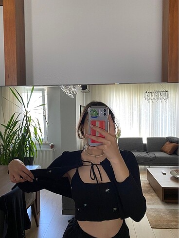 fitilli crop hırka takım