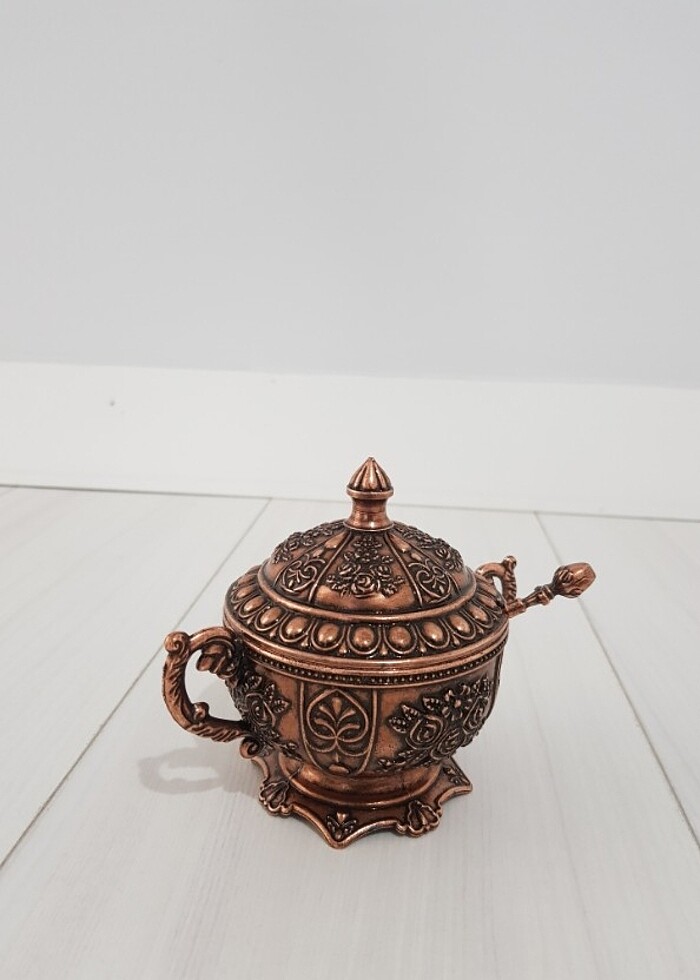 Bakır Zamak Küçük Kaşıklı Şekerlik - Görsel 3