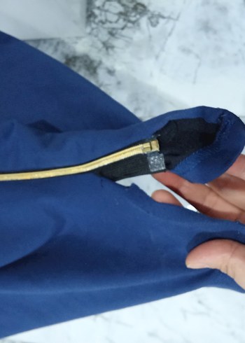 Nakışlı Mavi Fermuarlı Kadın Ceket - Görsel 6