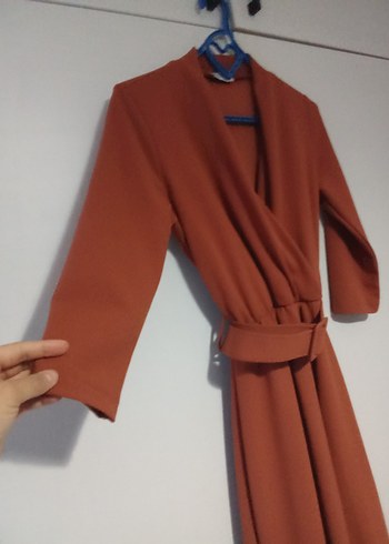 kiremit rengi Midi Kadın Elbise - Görsel 4