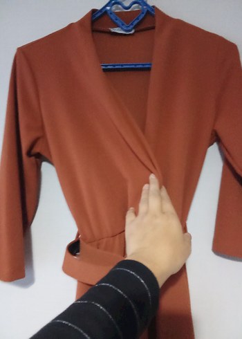 kiremit rengi Midi Kadın Elbise - Görsel 5