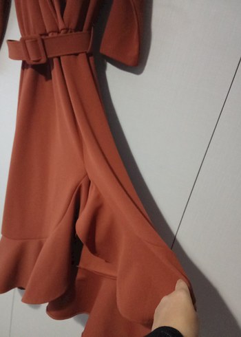 kiremit rengi Midi Kadın Elbise - Görsel 7