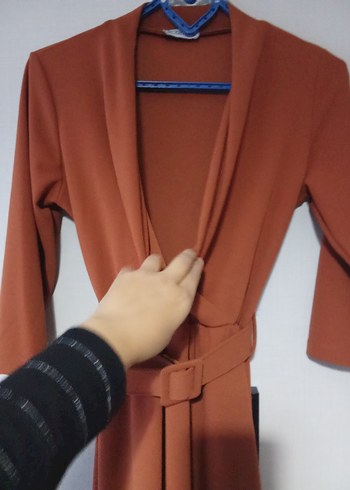 kiremit rengi Midi Kadın Elbise - Görsel 6