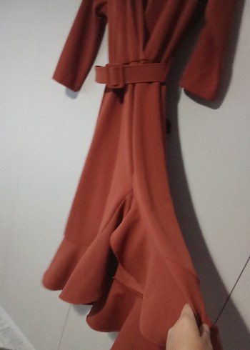 kiremit rengi Midi Kadın Elbise - Görsel 3