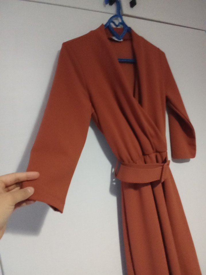 kiremit rengi Midi Kadın Elbise - Görsel 4