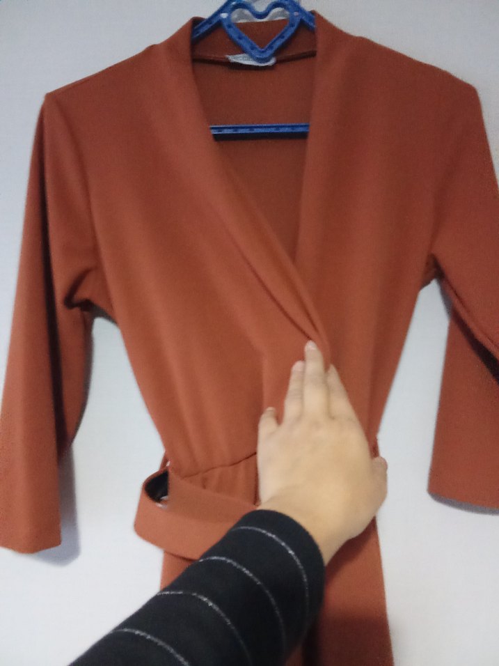 kiremit rengi Midi Kadın Elbise - Görsel 5