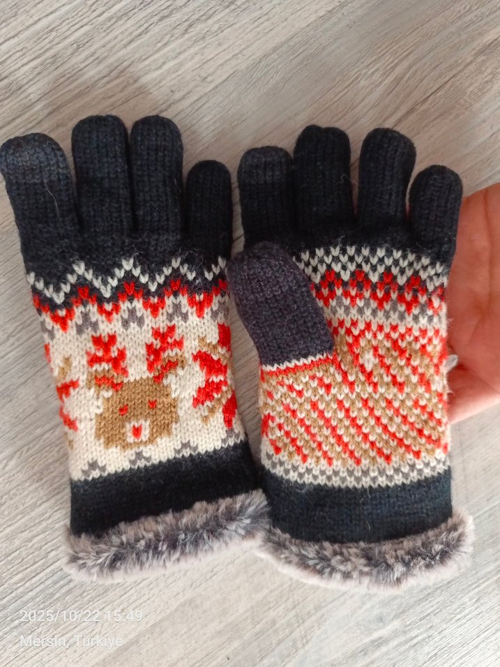 Renkli Örgü Bohem Eldivenleri - Görsel 2