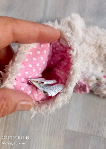 Kız Çocuk Beyaz Nakışlı Peluş eldiven - Görsel 4