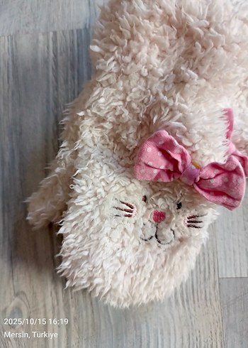 Kız Çocuk Beyaz Nakışlı Peluş eldiven - Görsel 3