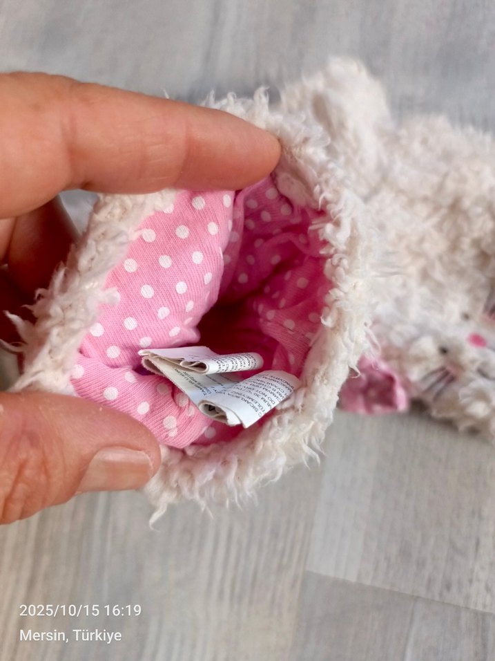 Kız Çocuk Beyaz Nakışlı Peluş eldiven - Görsel 4
