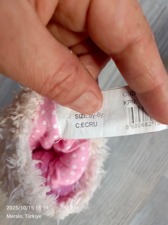 Kız Çocuk Beyaz Nakışlı Peluş eldiven - Görsel 5