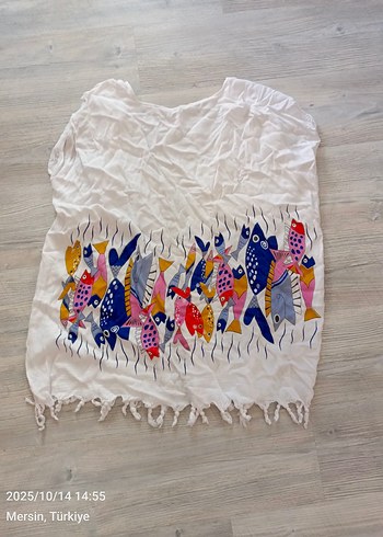 Renkli Balık Desenli Kısa Pareo - Görsel 4