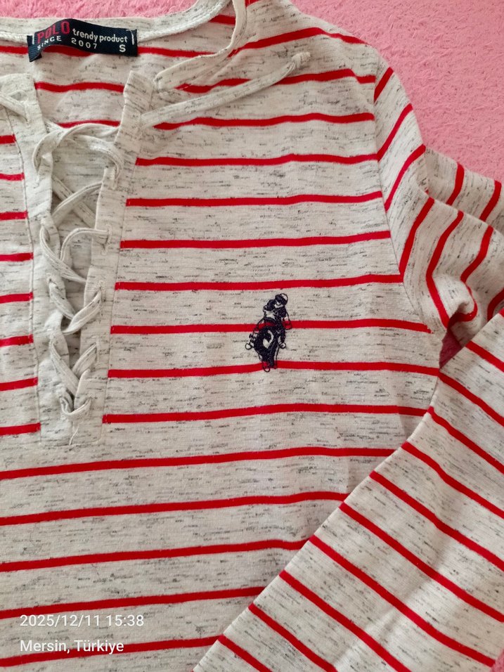 Kız Çocuk Çizgili Uzun Kollu Triko Tişört - Görsel 2