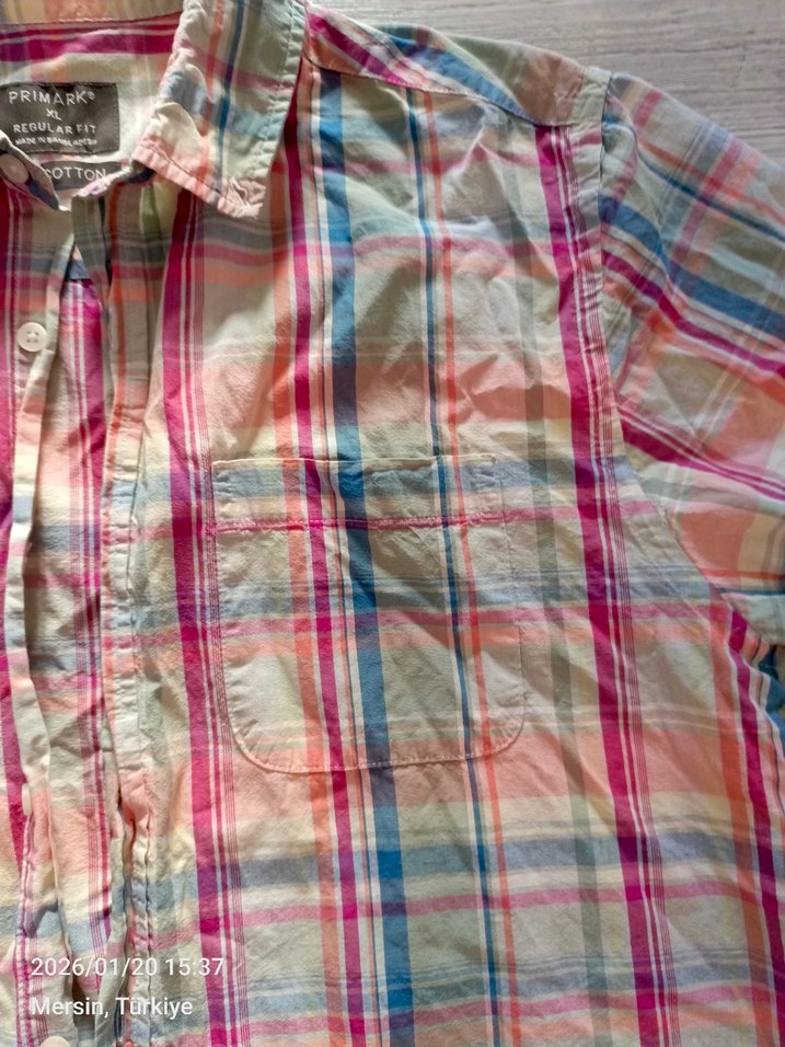 Erkek Kısa Kollu Renkli Ekose Gömlek - Görsel 2