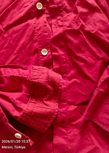 Bordo Erkek Keten Gömlek, Uzun Kollu, Regular Fit - Görsel 3