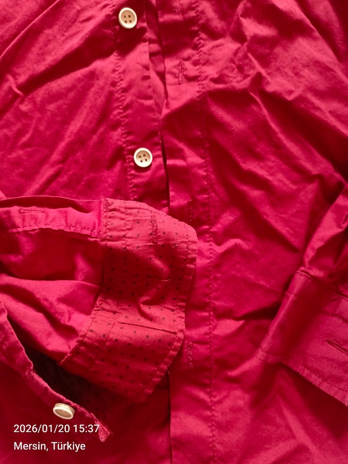 Bordo Erkek Keten Gömlek, Uzun Kollu, Regular Fit - Görsel 3