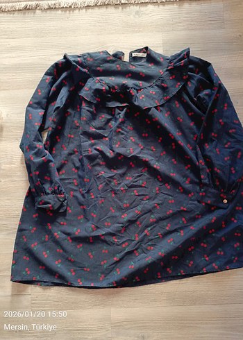 Mavi Desenli Volanlı Hamile Bluzu - Görsel 3