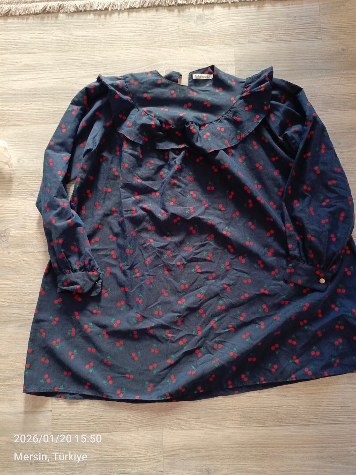 Mavi Desenli Volanlı Hamile Bluzu - Görsel 3