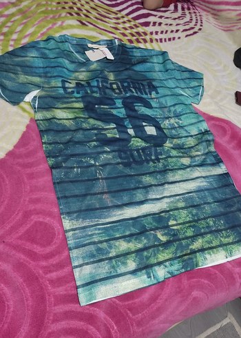 Baskılı Mavi Erkek Tişört - Görsel 2