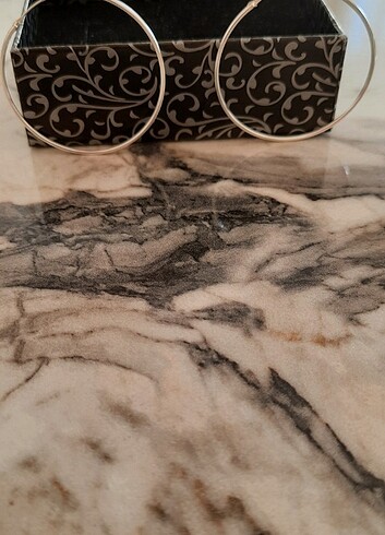 Gümüş Halka Küpe 40 mm - Görsel 7