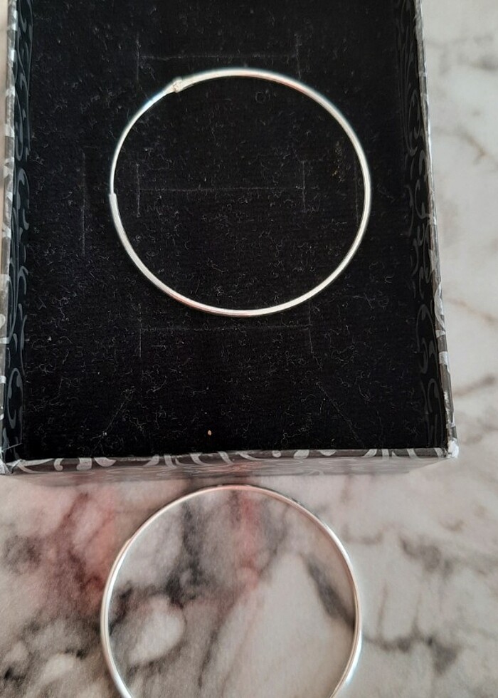 Gümüş Halka Küpe 40 mm - Görsel 2