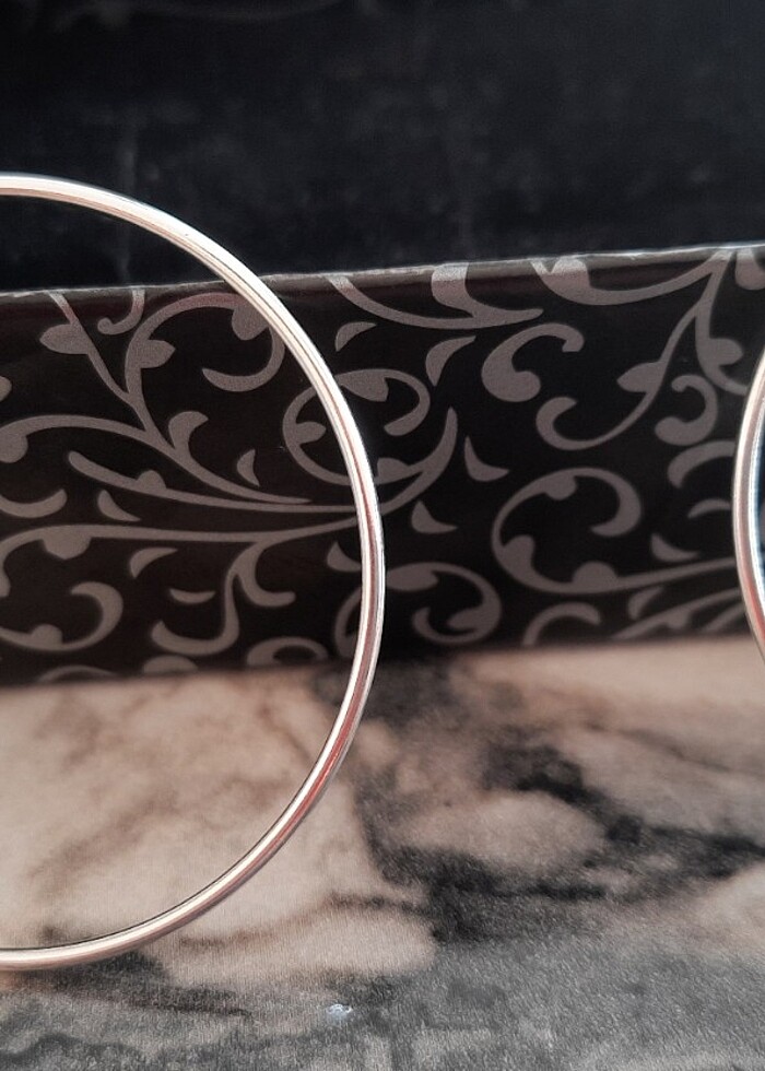 Gümüş Halka Küpe 40 mm - Görsel 3