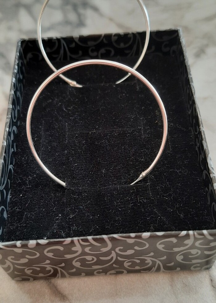 Gümüş Halka Küpe 40 mm - Görsel 4