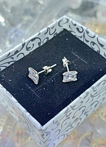 Gümüş Tek Taş Küpe  - Görsel 6