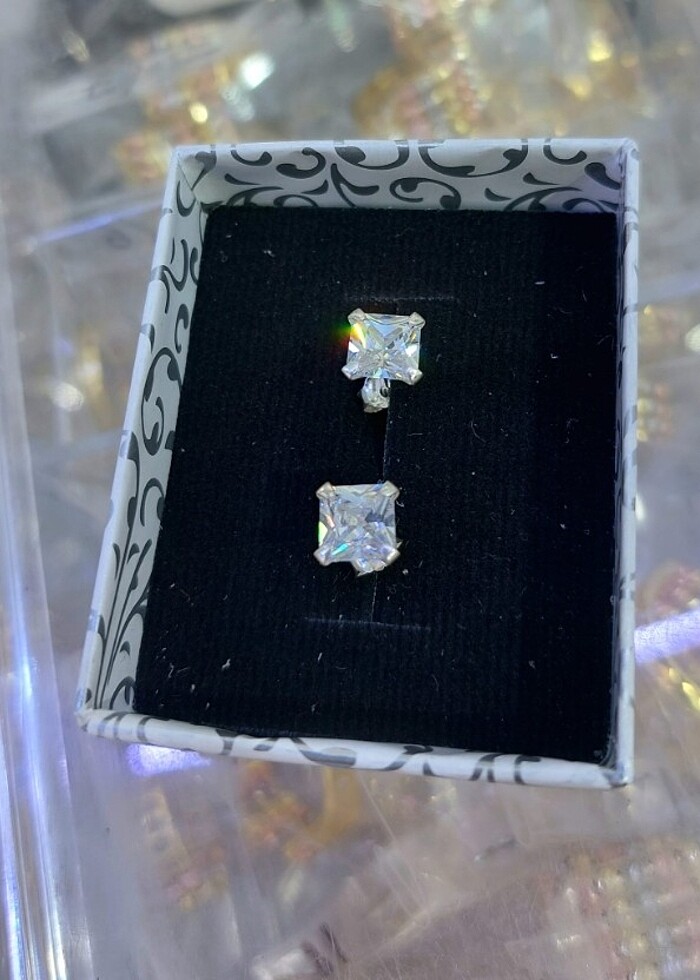 Gümüş Tek Taş Küpe  - Görsel 4