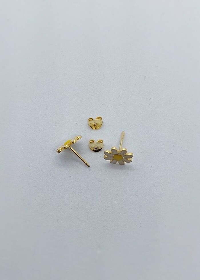 Gümüş Çivili Papatyalı Küpe  - Görsel 2