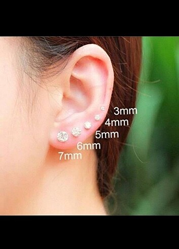 Sterling silver Gümüş Zirkon Taşlı Küpe 3 mm