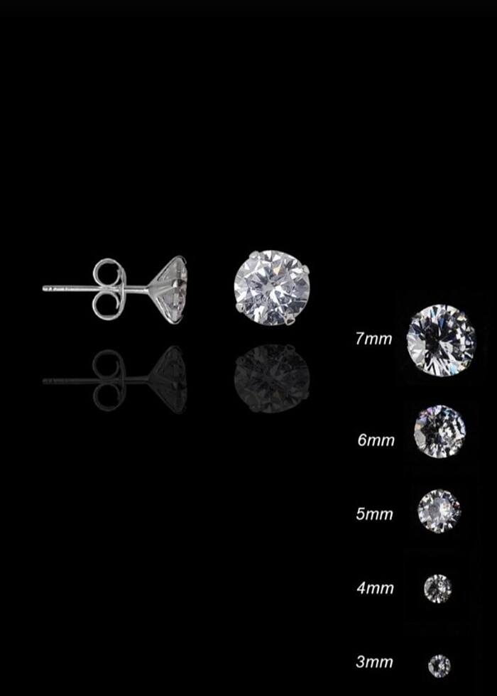 Gümüş Zirkon Tek Taşlı Küpe 4 mm - Görsel 2