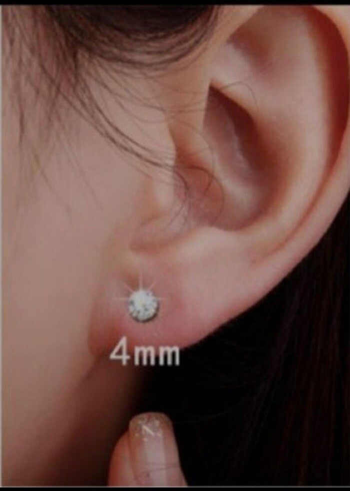 Gümüş Zirkon Tek Taşlı Küpe 4 mm - Görsel 3